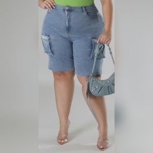🆕Plus Size Jean Bermuda Short, Semi-stretch, Classic Denim